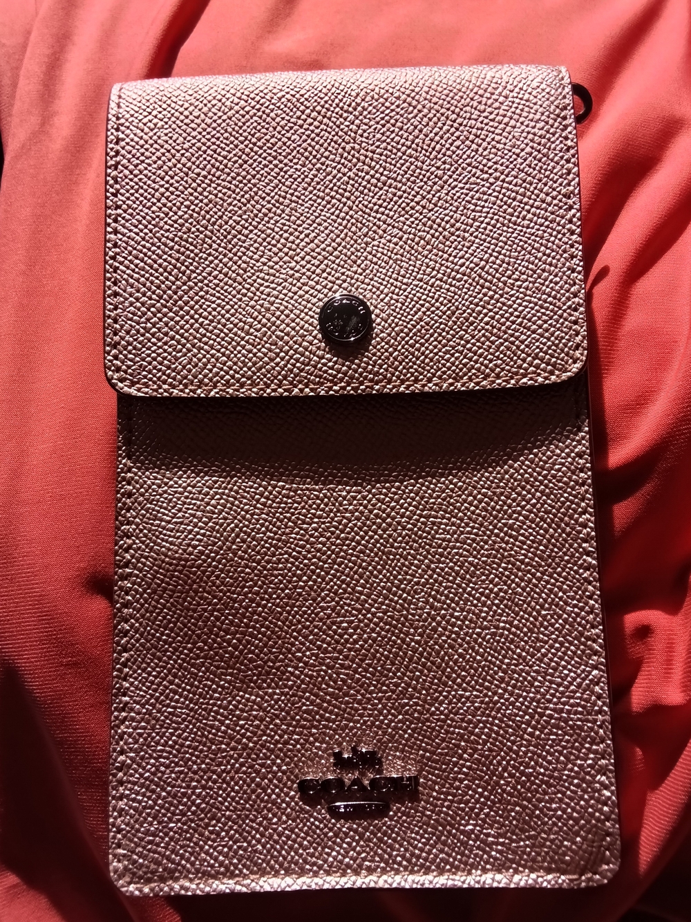 Coach Metallic Leather Phone Pouch Crossbody